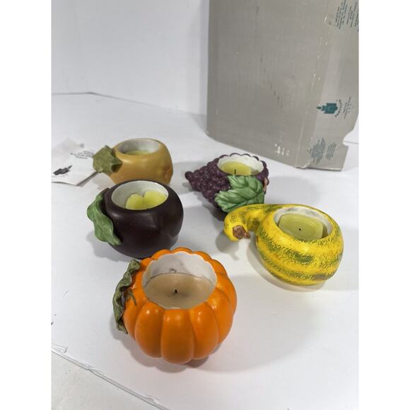 Partylite Harvest Medley Votive Tea Light Holders 5 Fall Fruits Vegg + Candles‎ - Picture 10 of 12